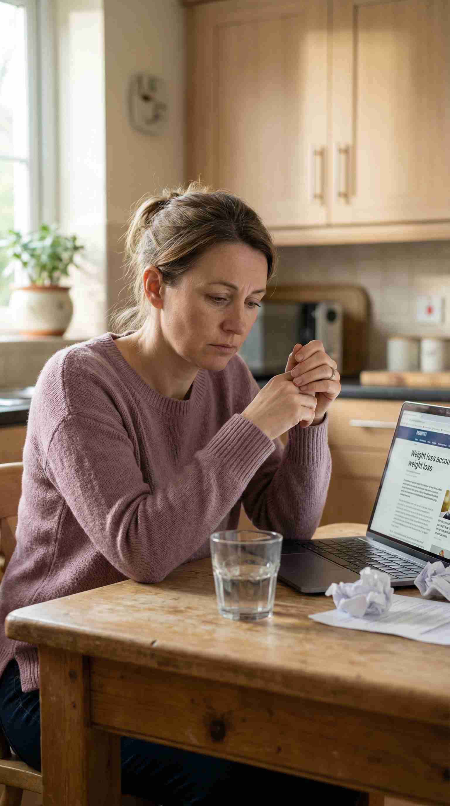 Woman looking confused and frustrated about her lipedema symptoms