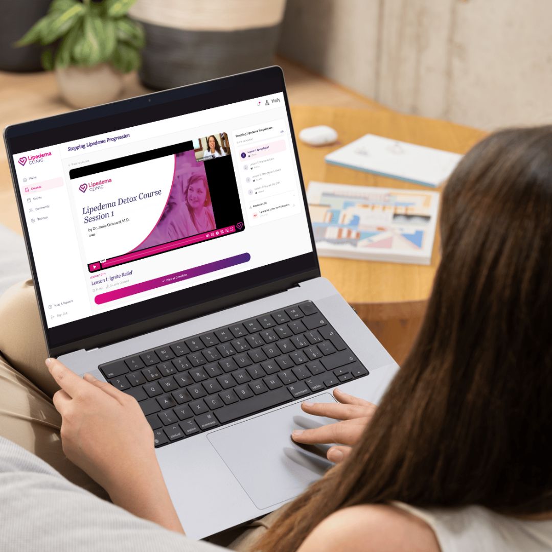 Lipedema Clinic course displayed on a laptop screen